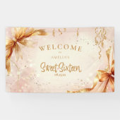 Glam Coquette Bögen Sweet 16 Blush Willkommensschi Banner (Horizontal)
