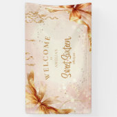 Glam Coquette Bögen Sweet 16 Blush Willkommensschi Banner (Vertikal)