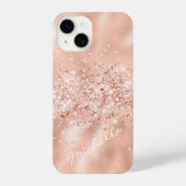 Glam Coral Pink Foil Confetti iPhone Hülle (Rückseite)
