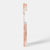 Glam Coral Pink Foil Confetti iPhone Hülle (Linke Seite)