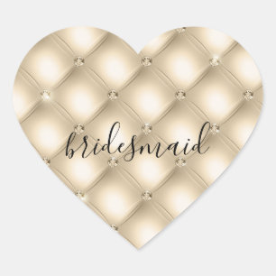 Glam Cream Champagne Diamond Herz-Aufkleber