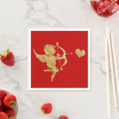 Glam Cupid Gold Rotes Herz Valentine Serviette (Beispiel)