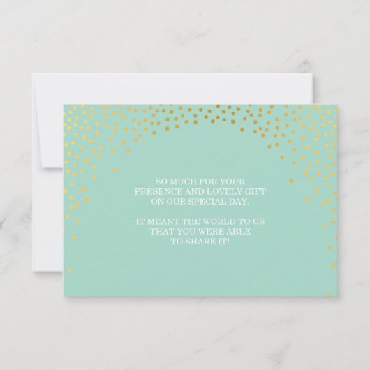 GLAM DANK IHNEN rustikale Gold Konfetti Minze weiß Dankeskarte (Rückseite)