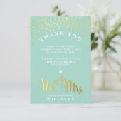 GLAM DANK IHNEN rustikale Gold Konfetti Minze weiß Dankeskarte (Stehend Vorderseite)
