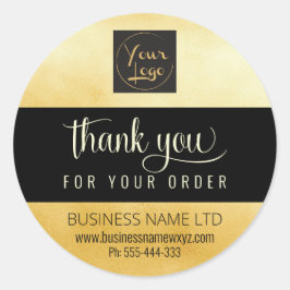 Glam danke Ihnen Gold Black Add Your Logo Runder Aufkleber