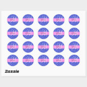 Glam Dark Blue Pink Glitzer Glitzern Name Monogram Runder Aufkleber (Blatt)