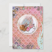 Glam Dark Ethnic Prego Mermaid Glitzer Babydusche Einladung (Rückseite)