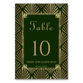 Glam Dark Green Gold Art Deco Hochzeit Tischnummer (Vorderseite)