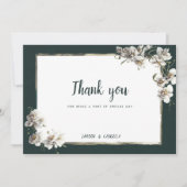 Glam dark green gold white orchid flower Thank You Einladung (Vorderseite)