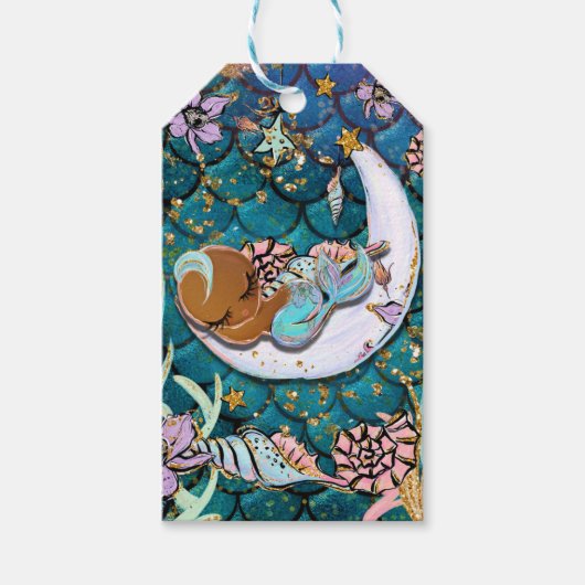 Glam Dark Mermaid Baby Showday Party Geschenkanhänger (Vorderseite)