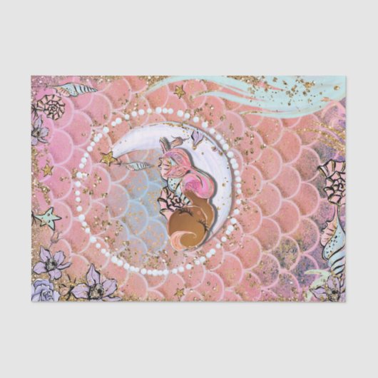 Glam Dark Mermaid Girls Baby Showday Party Seidenpapier (Vorderseite)