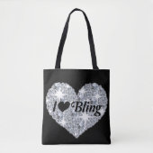 Glam Diamant Herz I Liebe Bling Print auf schwarz Tasche (Vorderseite)