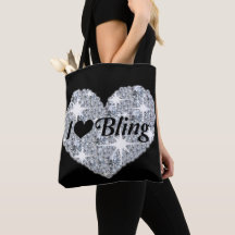 Glam Diamant Herz I Liebe Bling Print auf schwarz