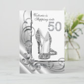 Glam Diamond geht zu 50 Geburtstagsparty Einladung (Stehend Vorderseite)