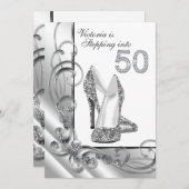 Glam Diamond geht zu 50 Geburtstagsparty Einladung (Vorne/Hinten)