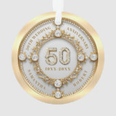 Glam Diamond & Gold Rahmen 50. Hochzeitstag Ornament (Rückseite)