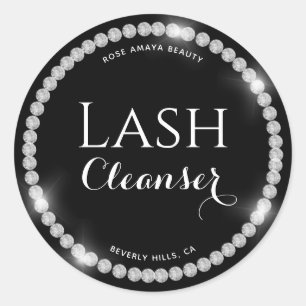 Glam Diamond Luxuriös anpassbarer Lash Cleanser Runder Aufkleber