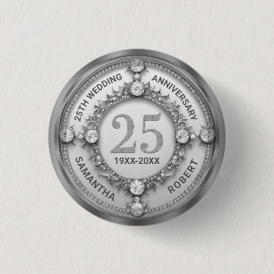 Glam Diamond & Silver 25. Hochzeitstag Button