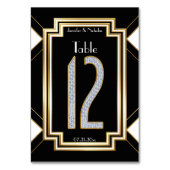 Glam Diamonds Art Deco Wedding Tischnummer 12 (Vorderseite)