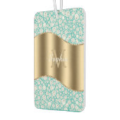 Glam Diamonds auf Aquamarin, Gold Monogram, Script Autolufterfrischer (Links)