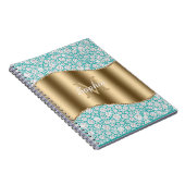 Glam Diamonds auf Aquamarin, Gold Monogram, Script Notizblock (Rechte Seite)