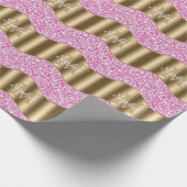 Glam Diamonds Fuchsia, Gold Monogram, Skriptname Geschenkpapier (Ecke)