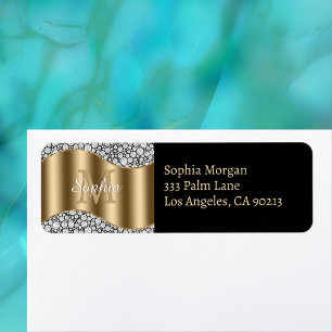 Glam Diamonds, Gold Monogram, Name & Anschrift