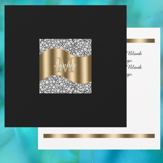 Glam Diamonds, Gold Monogram, Name, Nachricht Einladung