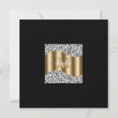 Glam Diamonds, Gold Monogram, Name, Nachricht Einladung (Vorderseite)
