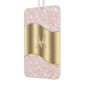 Glam Diamonds on Pink, Gold Monogram, Script Name Autolufterfrischer (Links)