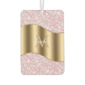 Glam Diamonds on Pink, Gold Monogram, Script Name Autolufterfrischer (Rückseite)