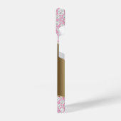 Glam Diamonds on Pink, Gold Monogram, Script Name iPhone Hülle (Linke Seite)