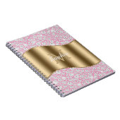 Glam Diamonds on Pink, Gold Monogram, Script Name Notizblock (Rechte Seite)
