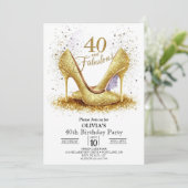 Glam Digital Gold 40. Geburtstag Einladung (Stehend Vorderseite)