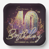 Glam Disco Ball Music Notes 40th Birthday Party Pappteller (Vorderseite)