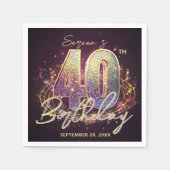 Glam Disco Ball Musical 40th Birthday Party Serviette (Vorderseite)