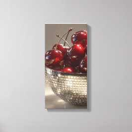 Glam Disco-Schale Kirschen Stillleben Pop Art  Leinwanddruck