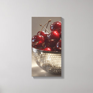Glam Disco-Schale Kirschen Stillleben Pop Art  Leinwanddruck