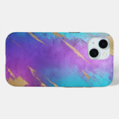 Glam Distressed Lila Turquoise Gold Case-Mate iPhone Hülle (Rückseite (Horizontal))