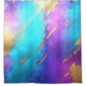 Glam Distressed Lila Turquoise Gold Duschvorhang (Vorderseite)