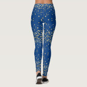 Glam Diva Festive Gold Glitterie Royal Blue Party Leggings (Rückseite)