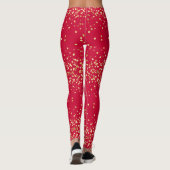 Glam Diva Gold Glitterie Weihnachten Rotes Party Leggings (Rückseite)