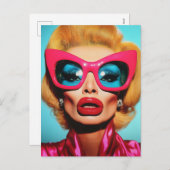 Glam Diva in Retro Shades Feiertagspostkarte (Vorne/Hinten)