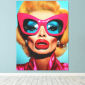 Glam Diva in Retro Shades Leinwanddruck (Insitu (Holzboden))