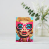 Glam Diva in Retro Shades Visitenkarte (Stehend Vorderseite)