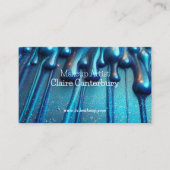 Glam Dripping Blue Glitzer Makeup Visitenkarte (Vorderseite)