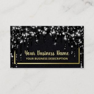 Glam Driving Black Glitzer Gold Social Media Visitenkarte
