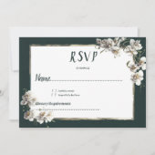 Glam dunkelgrüne goldfarbene Blume UAWG Einladung (Vorderseite)