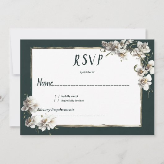 Glam dunkelgrüne goldfarbene Blume UAWG Einladung (Vorderseite)