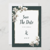 Glam, dunkelgrüne goldgelbe Orchidee Save the Date Einladung (Vorderseite)